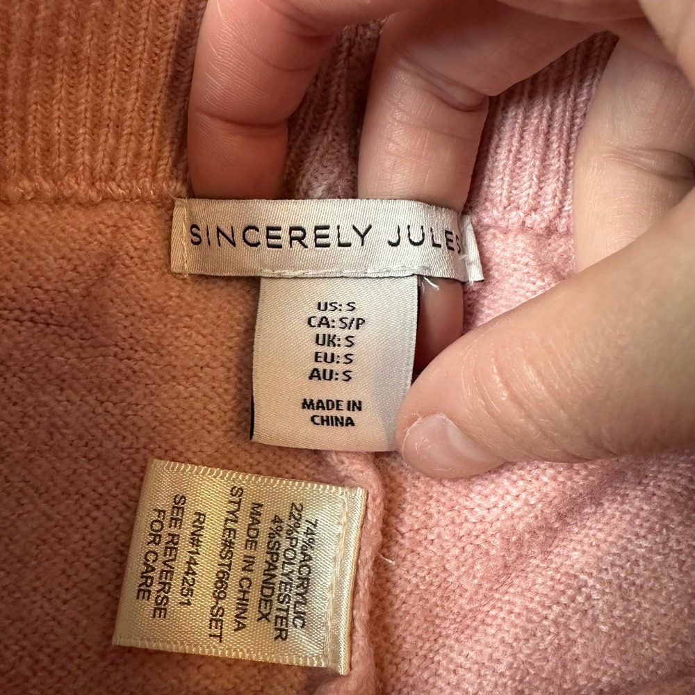 Sincerely Jules Pink Knit Wide Leg Lounge Pants Small ST669-SET Flare Trousers‎ - Picture 4 of 5
